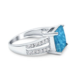Princess Cut Art Deco Engagement Ring Simulated Cubic Zirconia 925 Sterling Silver