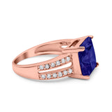 Princess Cut Art Deco Engagement Ring Simulated Cubic Zirconia 925 Sterling Silver