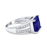 Princess Cut Art Deco Engagement Ring Simulated Cubic Zirconia 925 Sterling Silver