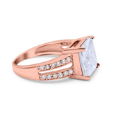 Princess Cut Art Deco Engagement Ring Simulated Cubic Zirconia 925 Sterling Silver