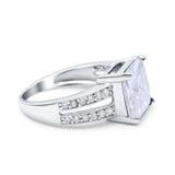 Princess Cut Art Deco Engagement Ring Simulated Cubic Zirconia 925 Sterling Silver
