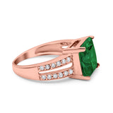 Princess Cut Art Deco Engagement Ring Simulated Cubic Zirconia 925 Sterling Silver