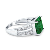 Princess Cut Art Deco Engagement Ring Simulated Cubic Zirconia 925 Sterling Silver