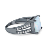 Princess Cut Art Deco Engagement Ring Simulated Cubic Zirconia 925 Sterling Silver