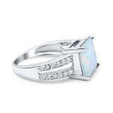 Princess Cut Art Deco Engagement Ring Simulated Cubic Zirconia 925 Sterling Silver