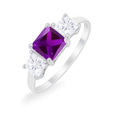 Princess Cut Engagement Ring Simulated Cubic Zirconia 925 Sterling Silver