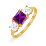 Princess Cut Engagement Ring Simulated Cubic Zirconia 925 Sterling Silver