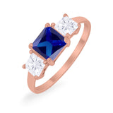 Princess Cut Engagement Ring Simulated Cubic Zirconia 925 Sterling Silver