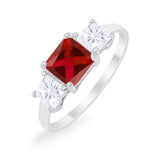 Princess Cut Engagement Ring Simulated Cubic Zirconia 925 Sterling Silver