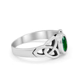 Celtic Ring Oval Bezel Simulated CZ 925 Sterling Silver