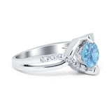 Art Deco Wedding Bridal Ring Round Simulated Cubic Zirconia 925 Sterling Silver