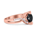 Art Deco Wedding Bridal Ring Round Simulated Cubic Zirconia 925 Sterling Silver