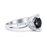 Art Deco Wedding Bridal Ring Round Simulated Cubic Zirconia 925 Sterling Silver