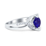 Art Deco Wedding Bridal Ring Round Simulated Cubic Zirconia 925 Sterling Silver