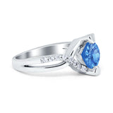 Art Deco Wedding Bridal Ring Round Simulated Cubic Zirconia 925 Sterling Silver