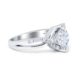 Art Deco Wedding Bridal Ring Round Simulated Cubic Zirconia 925 Sterling Silver