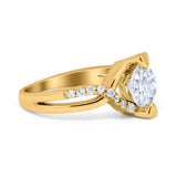 Art Deco Wedding Bridal Ring Round Simulated Cubic Zirconia 925 Sterling Silver