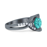 Art Deco Wedding Bridal Ring Round Simulated Cubic Zirconia 925 Sterling Silver