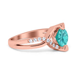 Art Deco Wedding Bridal Ring Round Simulated Cubic Zirconia 925 Sterling Silver