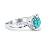 Art Deco Wedding Bridal Ring Round Simulated Cubic Zirconia 925 Sterling Silver