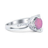Art Deco Wedding Bridal Ring Round Simulated Cubic Zirconia 925 Sterling Silver