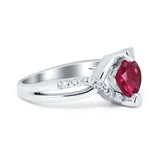 Art Deco Wedding Bridal Ring Round Simulated Cubic Zirconia 925 Sterling Silver