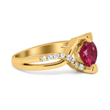 Art Deco Wedding Bridal Ring Round Simulated Cubic Zirconia 925 Sterling Silver
