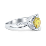 Art Deco Wedding Bridal Ring Round Simulated Cubic Zirconia 925 Sterling Silver