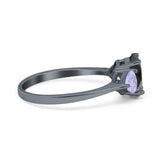 Three Stone Oval Wedding Bridal Ring Simulated Cubic Zirconia 925 Sterling Silver