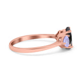 Three Stone Oval Wedding Bridal Ring Simulated Cubic Zirconia 925 Sterling Silver