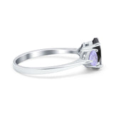 Three Stone Oval Wedding Bridal Ring Simulated Cubic Zirconia 925 Sterling Silver