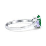 Three Stone Oval Wedding Bridal Ring Simulated Cubic Zirconia 925 Sterling Silver