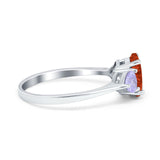 Three Stone Oval Wedding Bridal Ring Simulated Cubic Zirconia 925 Sterling Silver