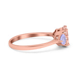 Three Stone Oval Wedding Bridal Ring Simulated Cubic Zirconia 925 Sterling Silver