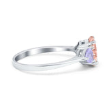 Three Stone Oval Wedding Bridal Ring Simulated Cubic Zirconia 925 Sterling Silver
