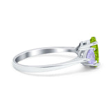 Three Stone Oval Wedding Bridal Ring Simulated Cubic Zirconia 925 Sterling Silver
