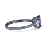 Three Stone Oval Wedding Bridal Ring Simulated Cubic Zirconia 925 Sterling Silver