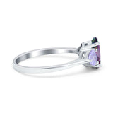 Three Stone Oval Wedding Bridal Ring Simulated Cubic Zirconia 925 Sterling Silver