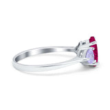 Three Stone Oval Wedding Bridal Ring Simulated Cubic Zirconia 925 Sterling Silver