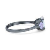 Three Stone Oval Wedding Bridal Ring Simulated Cubic Zirconia 925 Sterling Silver