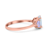 Three Stone Oval Wedding Bridal Ring Simulated Cubic Zirconia 925 Sterling Silver