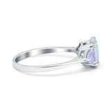 Three Stone Oval Wedding Bridal Ring Simulated Cubic Zirconia 925 Sterling Silver