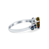 Heart Promise Wedding Ring Simulated Rainbow Cubic Zirconia 925 Sterling Silver
