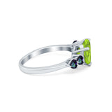 Heart Promise Wedding Ring Simulated Rainbow Cubic Zirconia 925 Sterling Silver