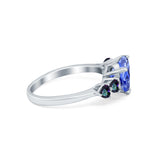 Heart Promise Wedding Ring Simulated Rainbow Cubic Zirconia 925 Sterling Silver