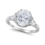 Cocktail Halo Wedding Ring Simulated Cubic Zirconia 925 Sterling Silver