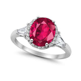 Cocktail Halo Wedding Ring Simulated Cubic Zirconia 925 Sterling Silver