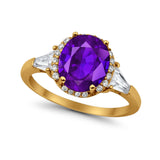 Cocktail Halo Wedding Ring Simulated Cubic Zirconia 925 Sterling Silver