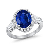 Halo Fashion Ring Round Baguette Simulated CZ 925 Sterling Silver