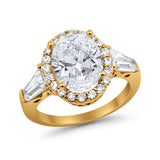 Halo Fashion Ring Round Baguette Simulated CZ 925 Sterling Silver